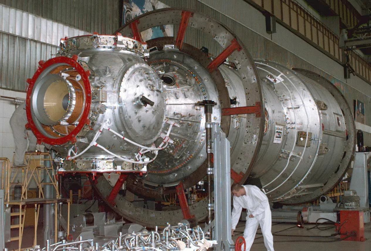 A space station service module under construction