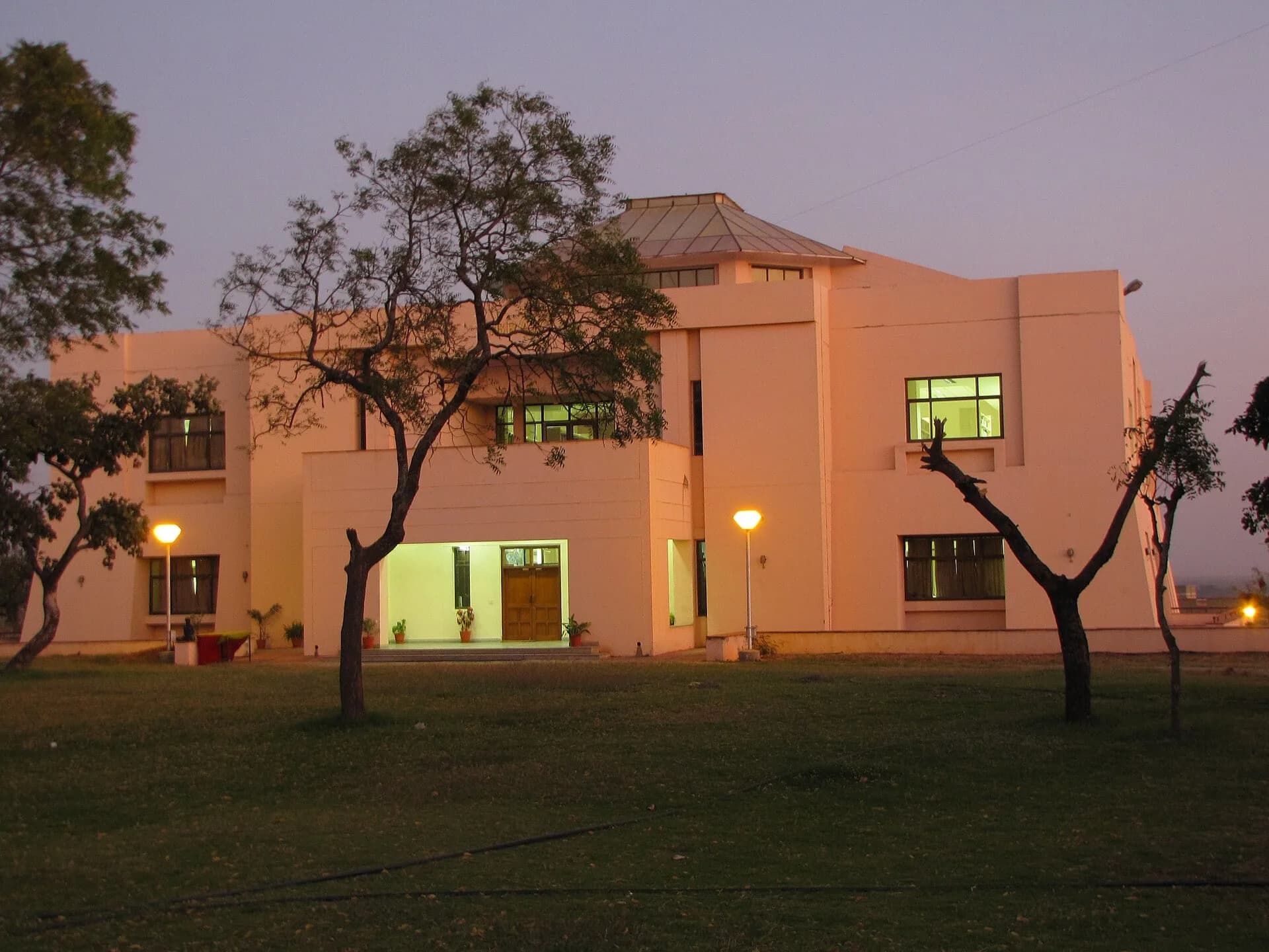 The library building of IIM Indore at dusk