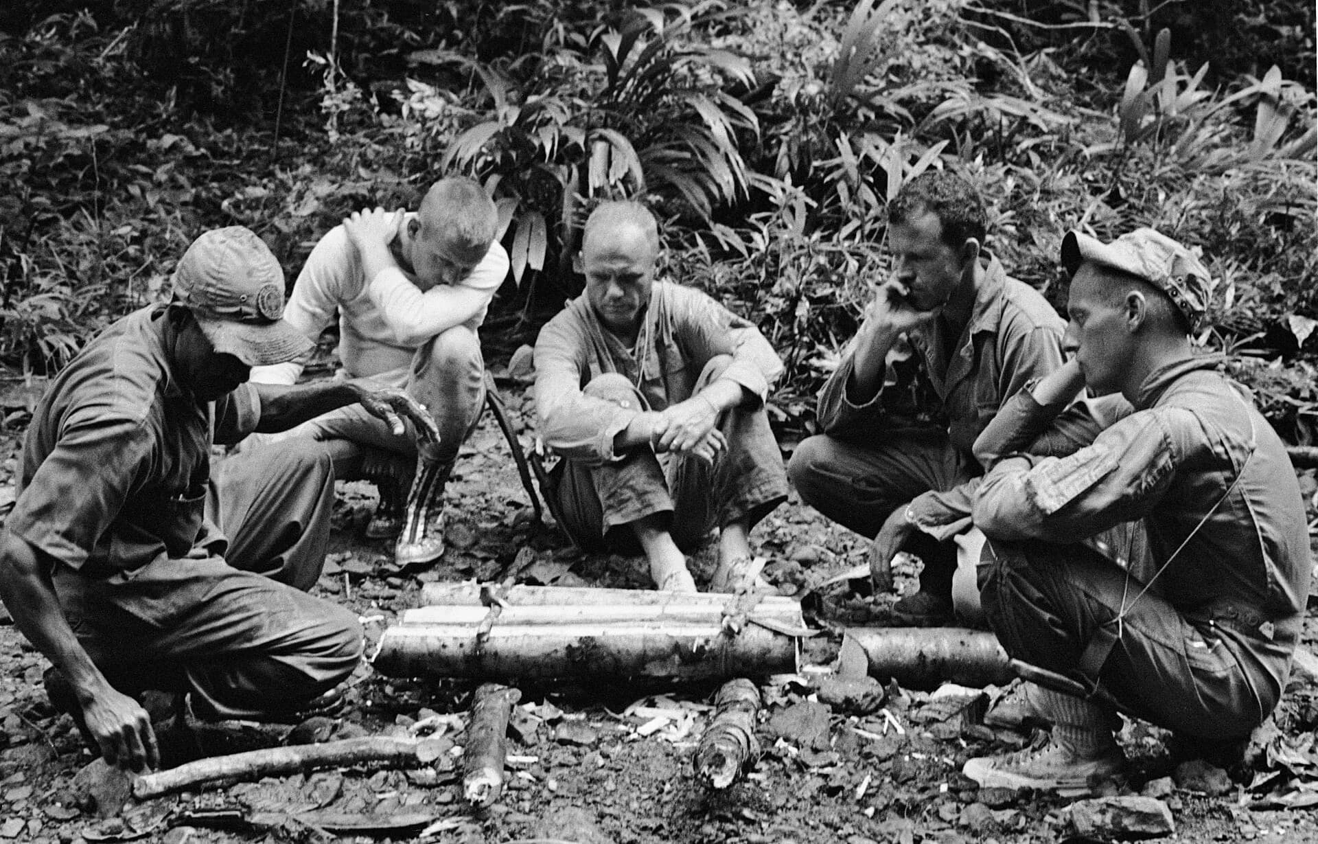 Astronauts during tropical survival training