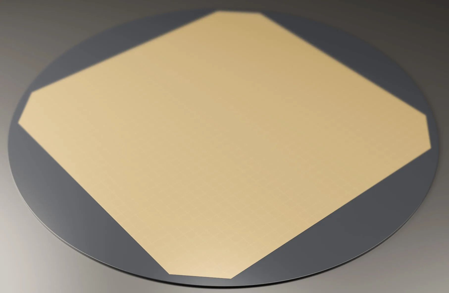 A silicon wafer with a large square chip