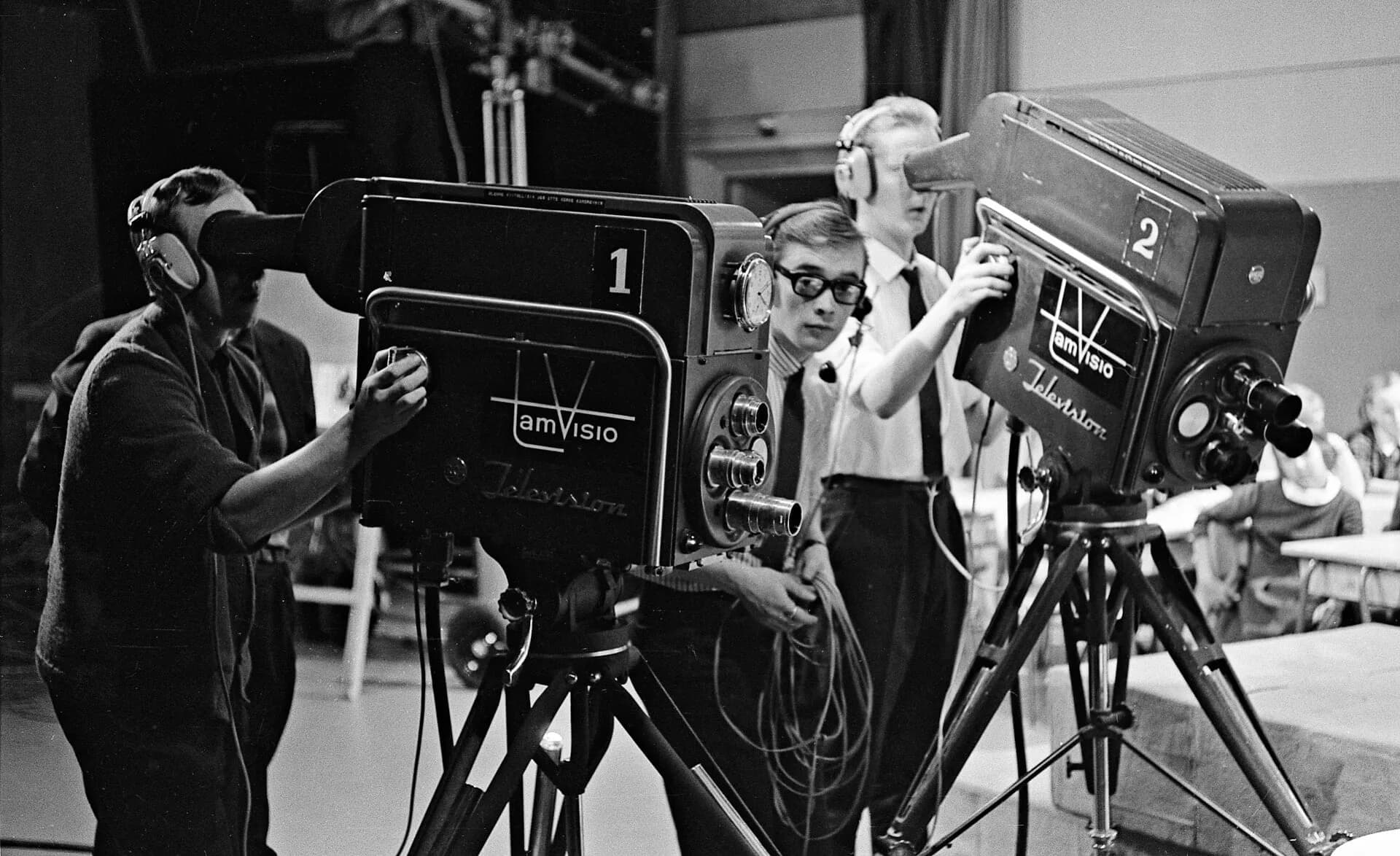Television cameras in a studio