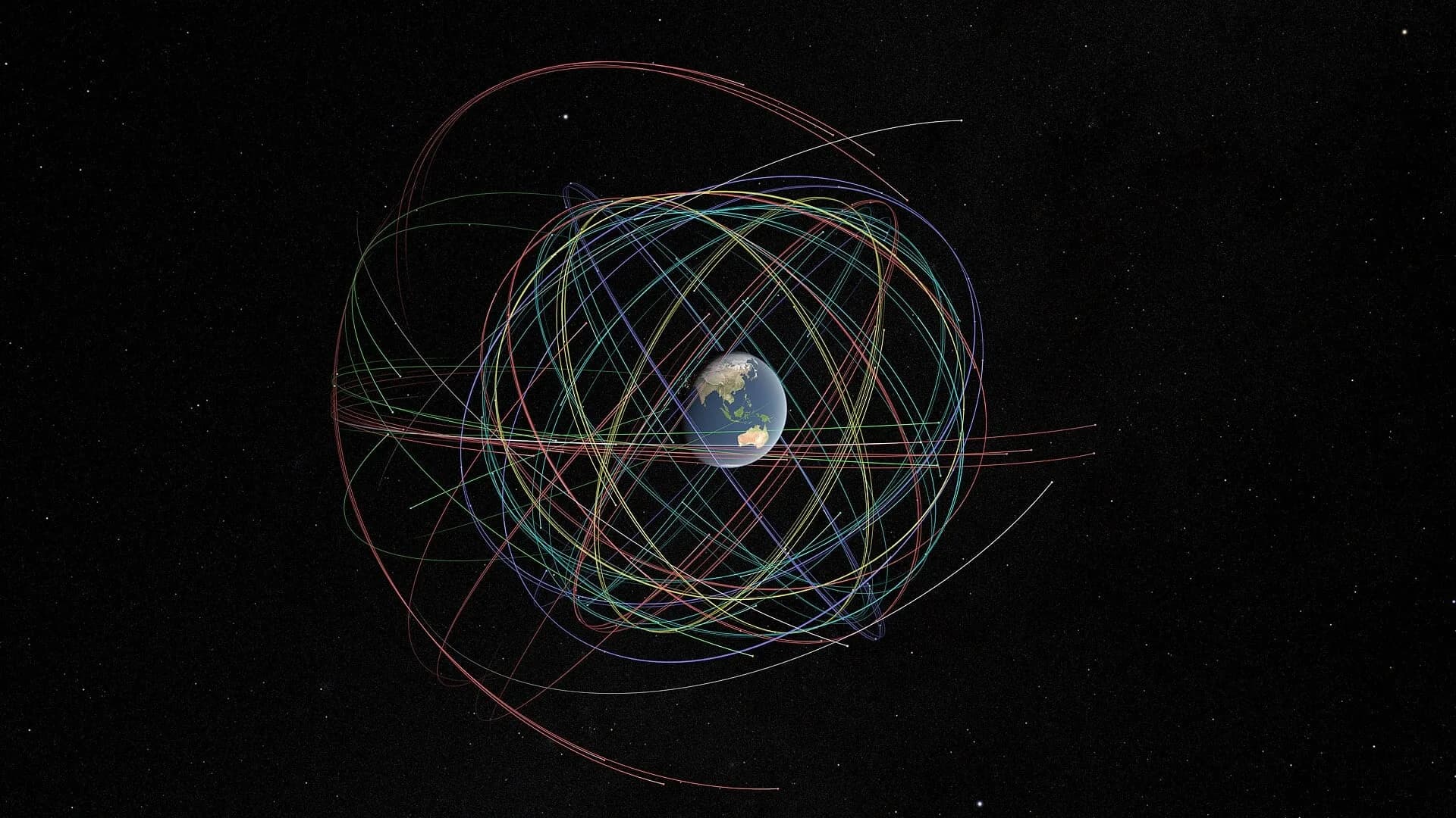 A visualisation of satellite orbits around the Earth