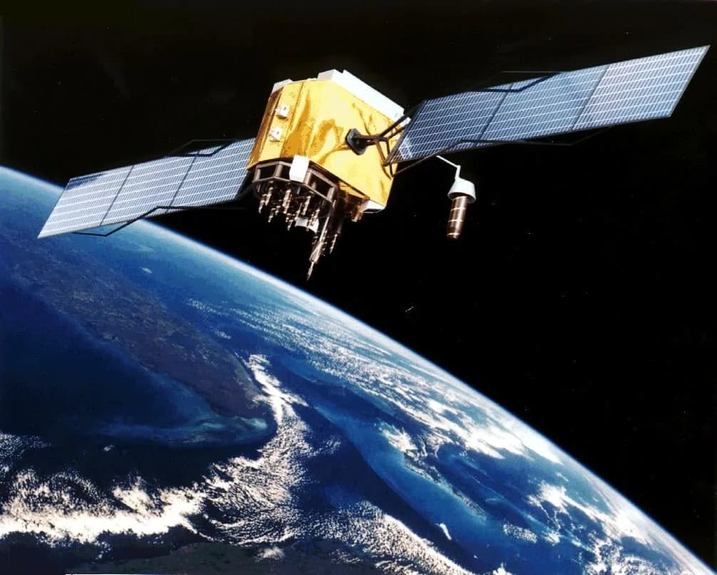 An artist's impression of a navigation satellite in orbit