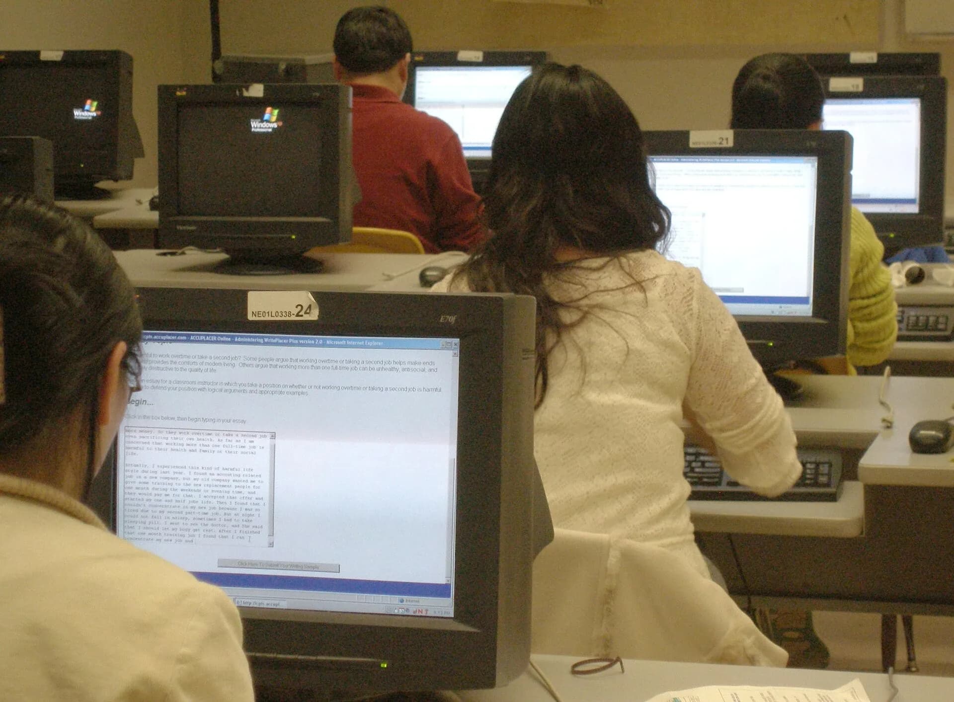 Students working at computers in a computer lab