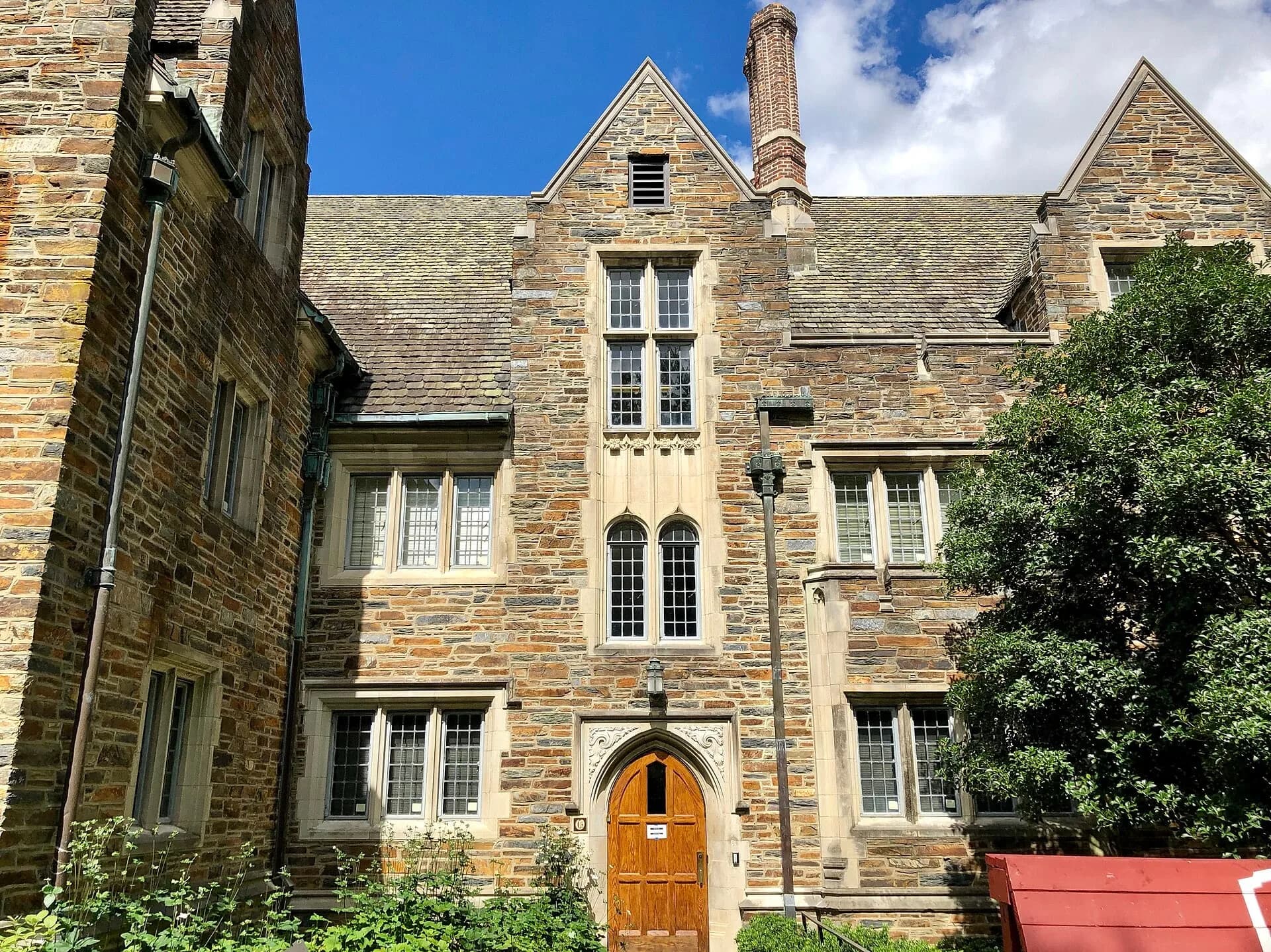 Stone Gothic buildings and a quad on a university campus