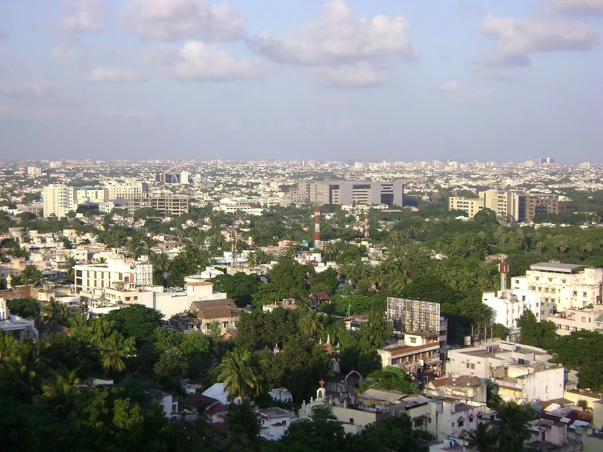 View over the city of Chennai from St Thomas Mount