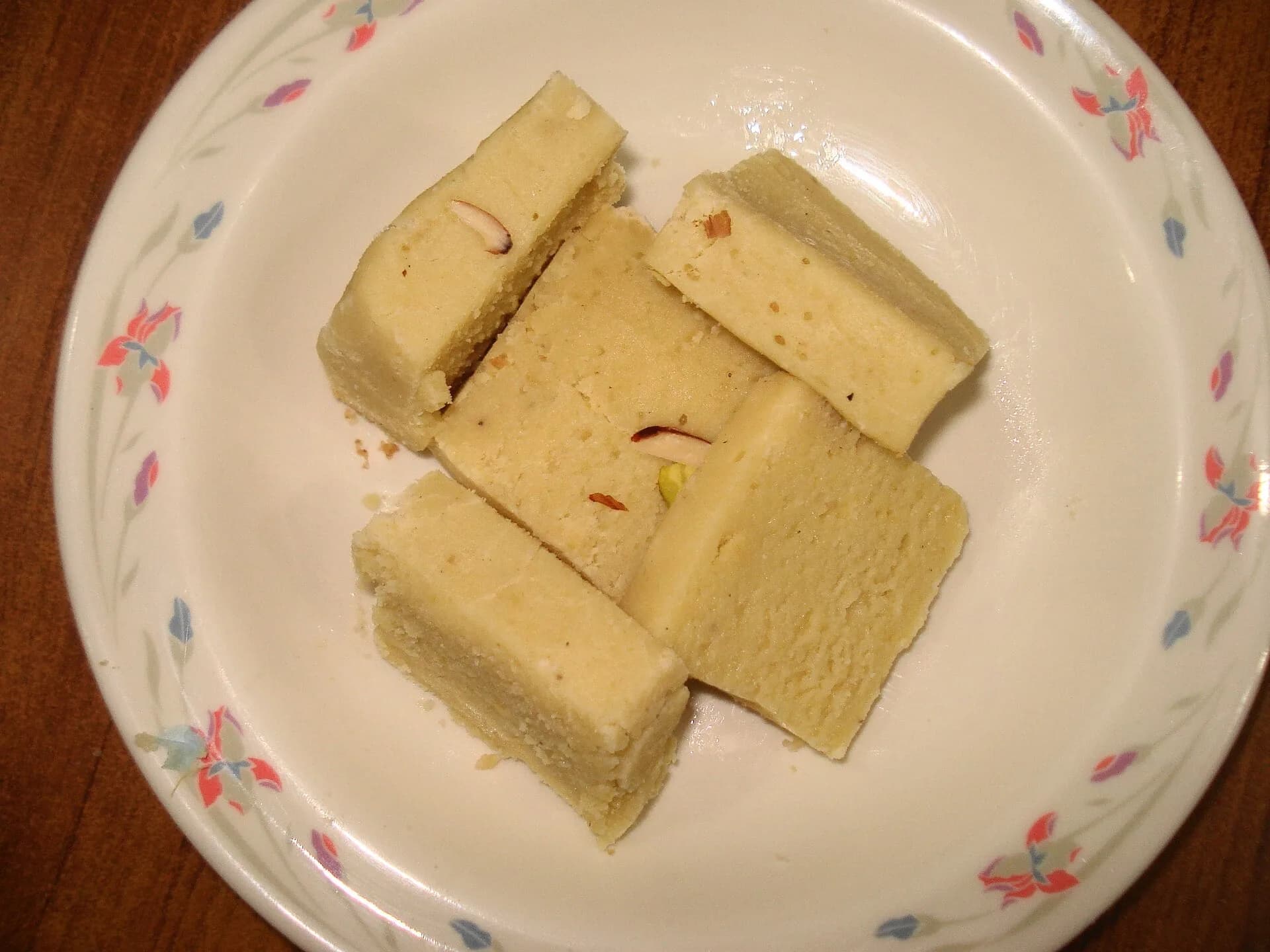 Pieces of barfi on a plate