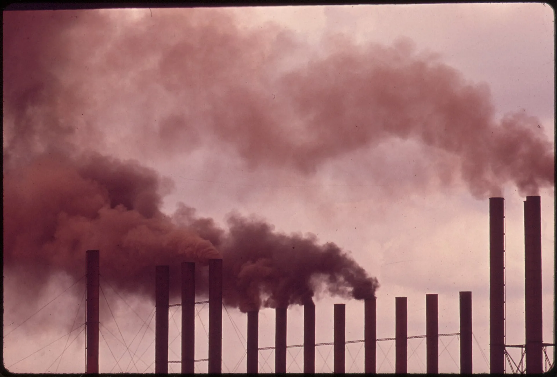 Steel plant chimneys emitting thick smoke