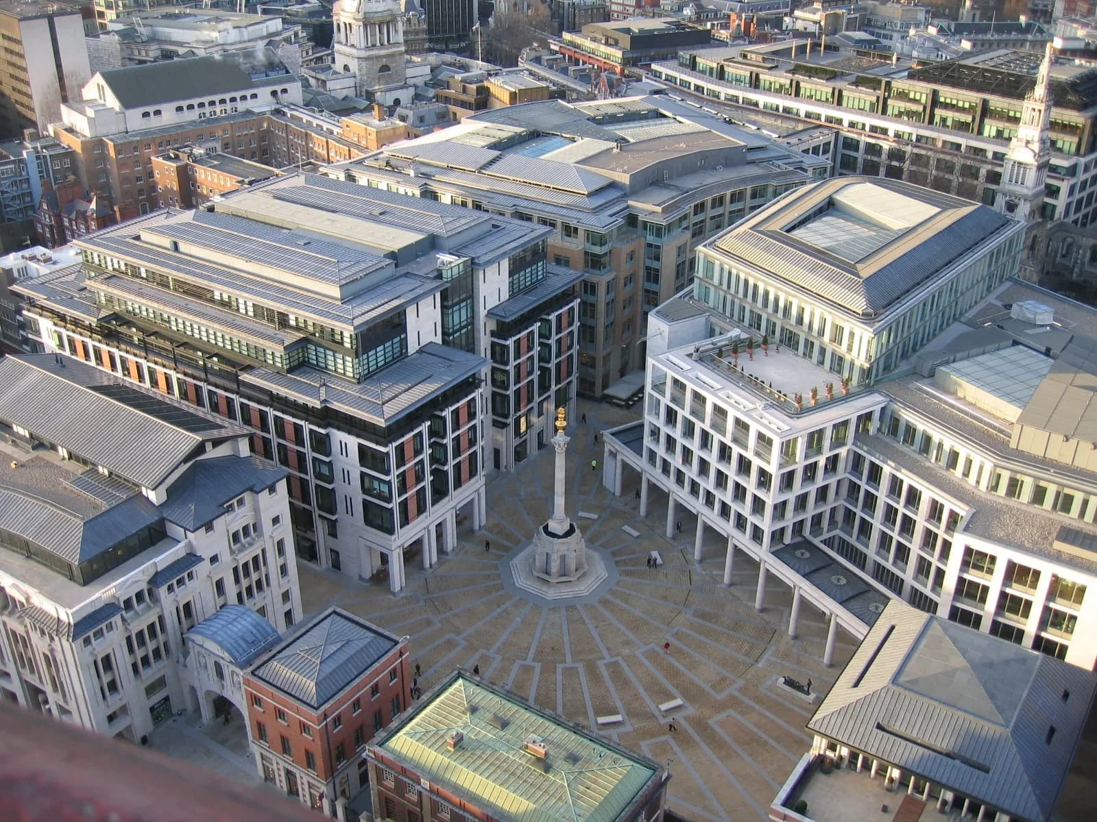 Aerial view of Paternoster Square in the City of London, home of the London Stock Exchange