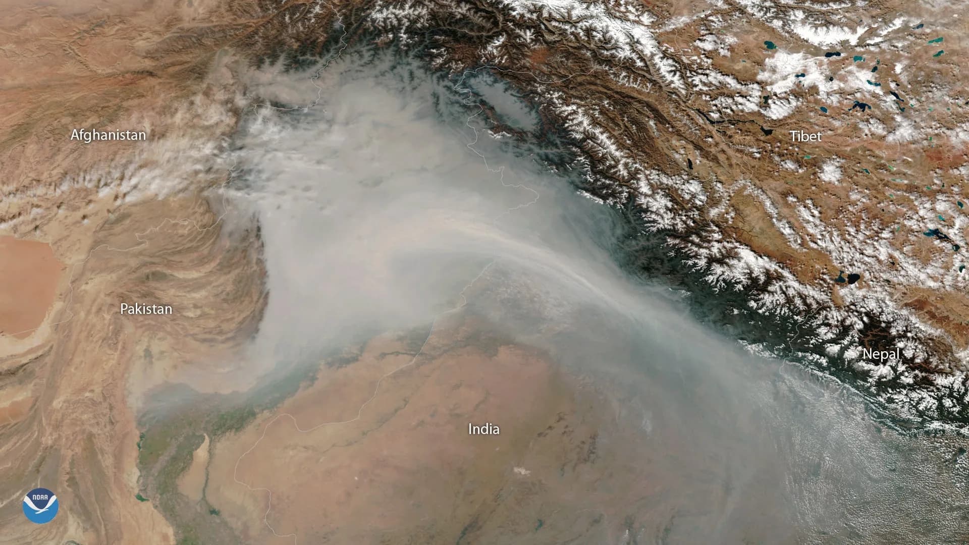 A satellite view of smog over the Upper Indus-Ganga plain