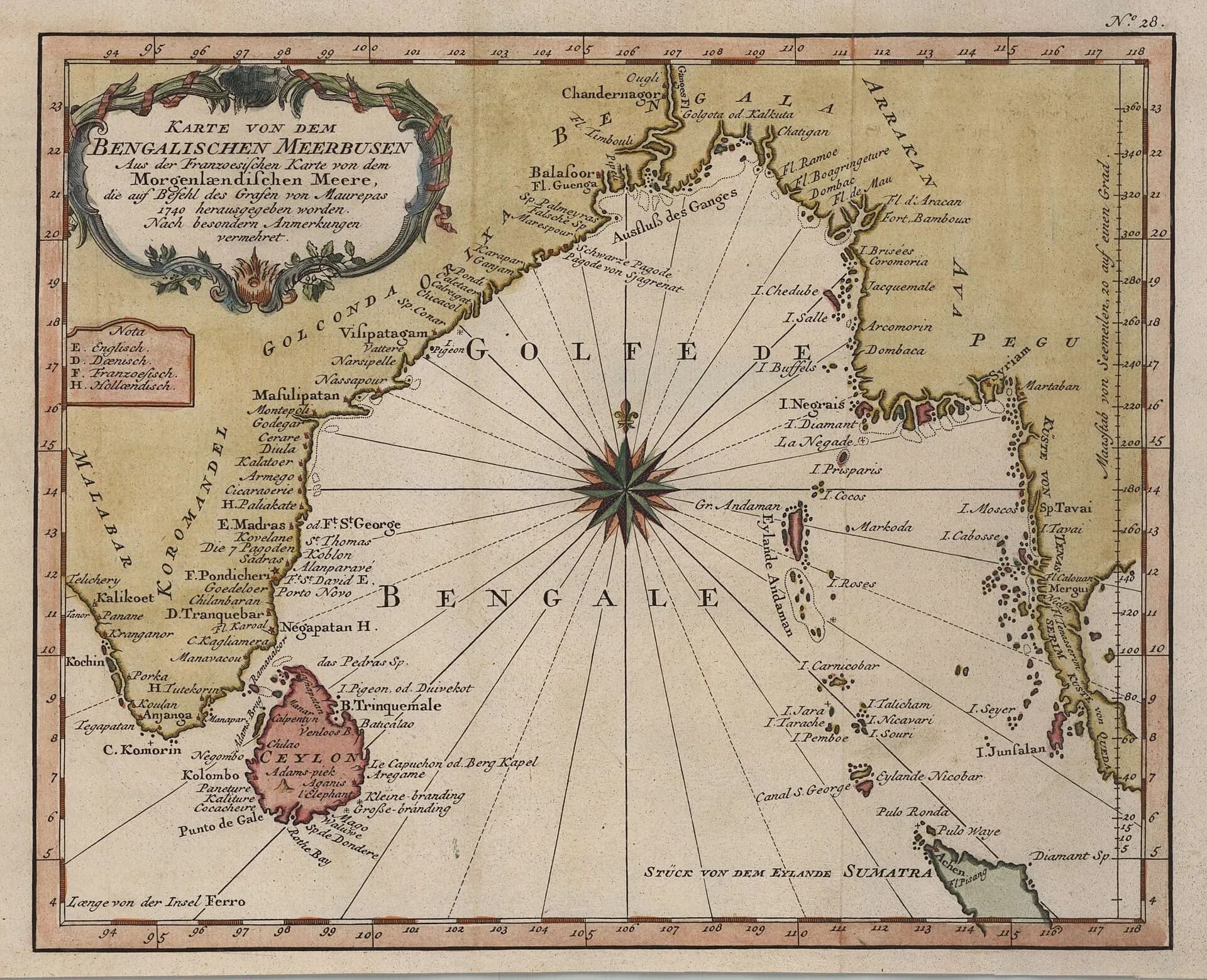 An old map of the Bay of Bengal and surrounding coasts