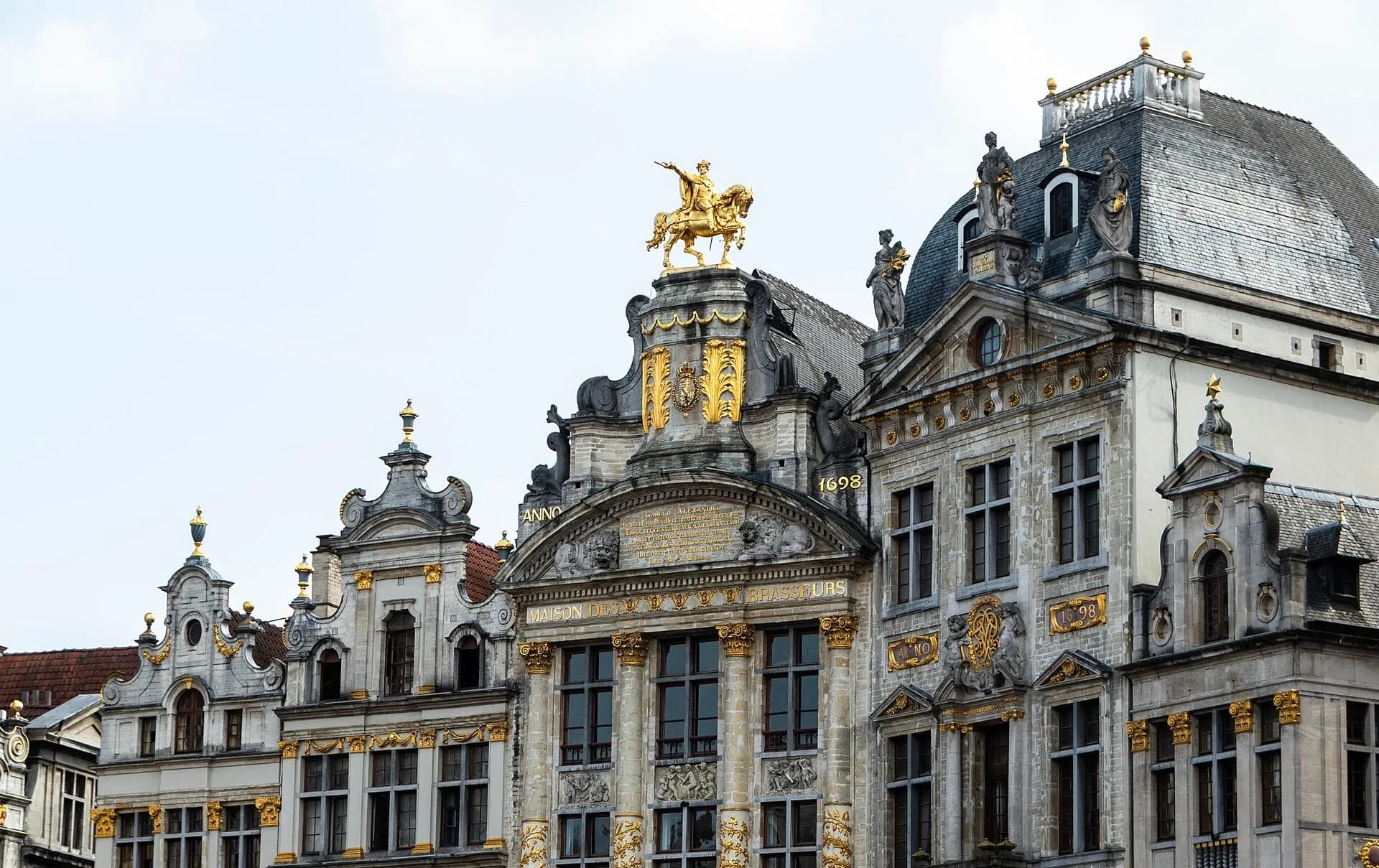 Ornate guild house facades on the Grand-Place in Brussels
