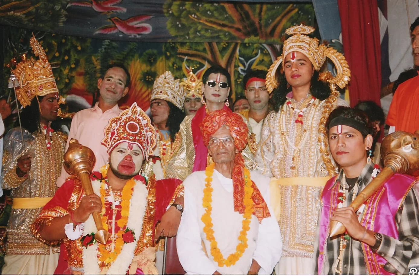 Actors in costume as characters from the Ramayana at a Ramlila