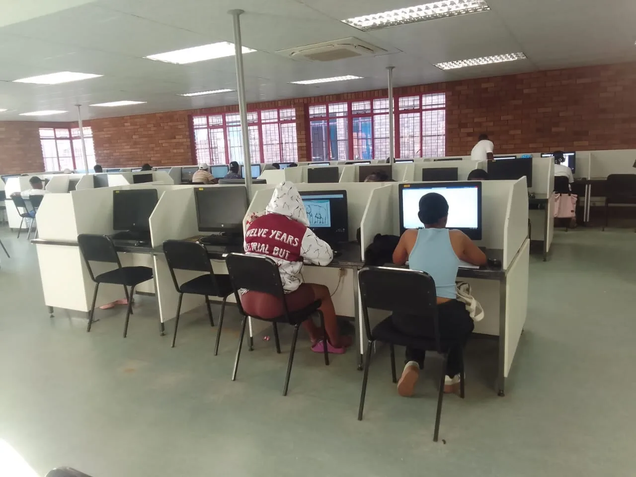 Students working on computers in a computer lab