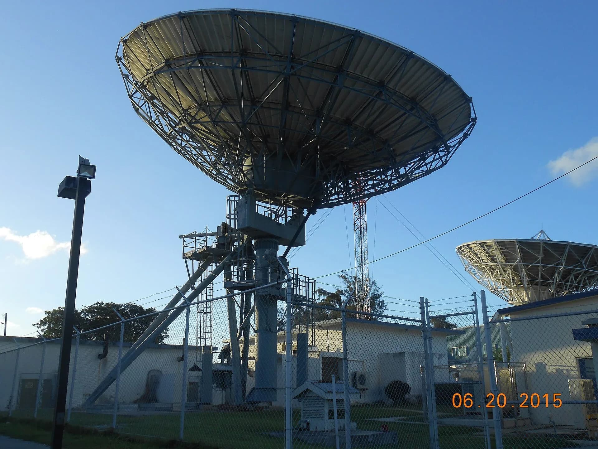 A large satellite dish antenna