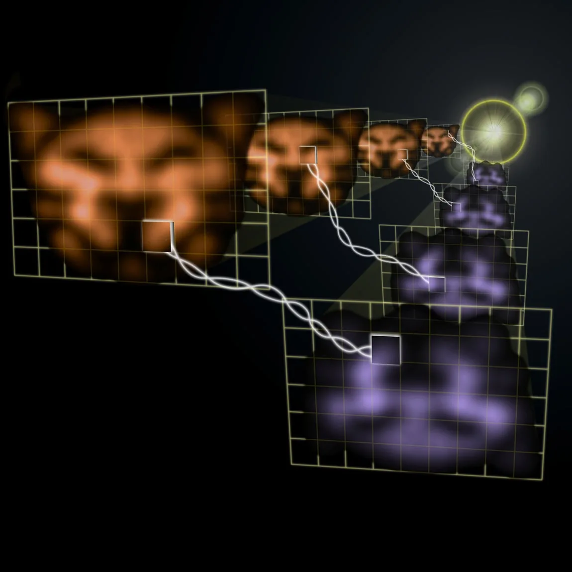 A computer-generated image of a quantum measurement showing glowing patterns