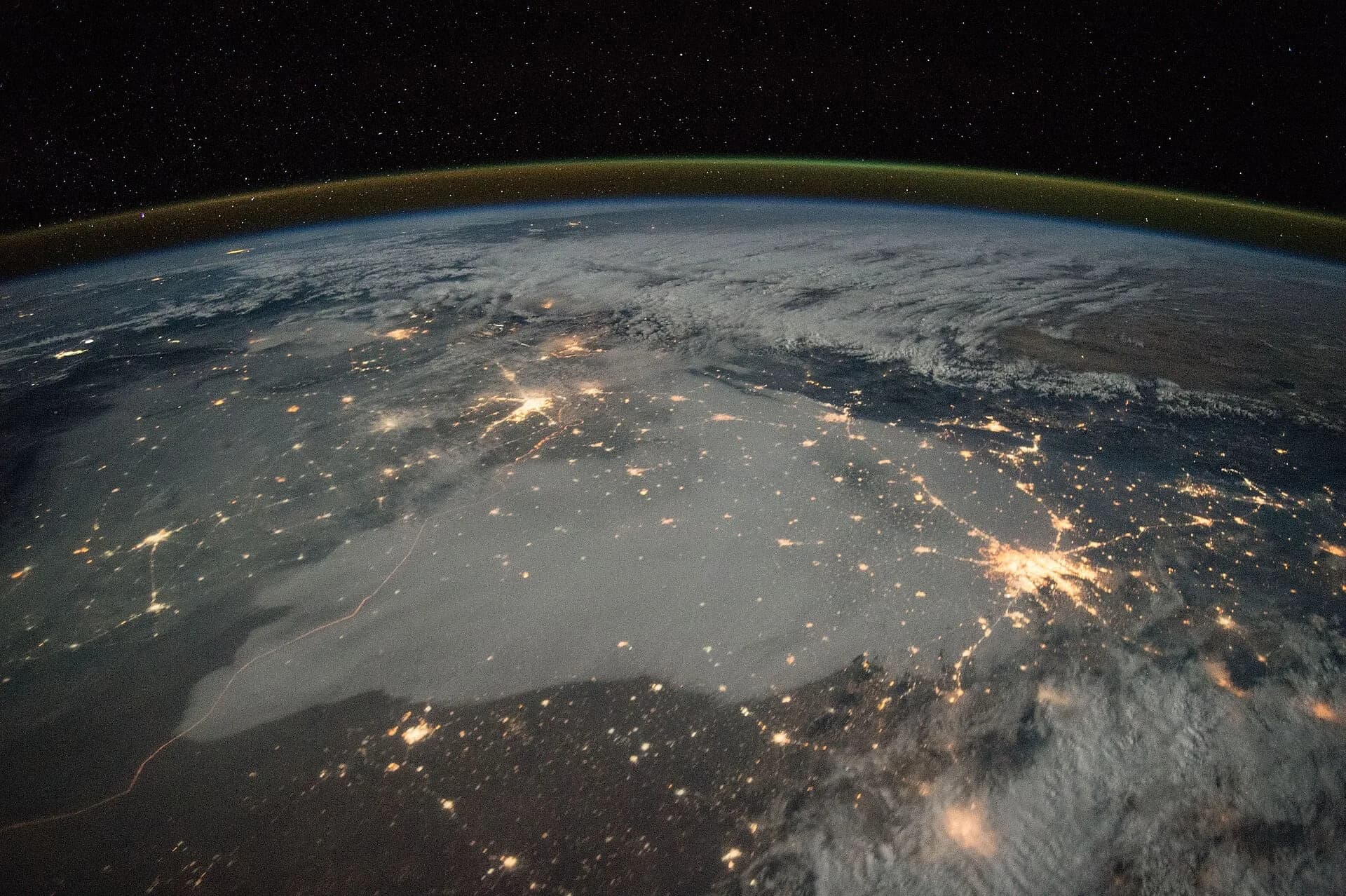 Northern India at night photographed from the International Space Station