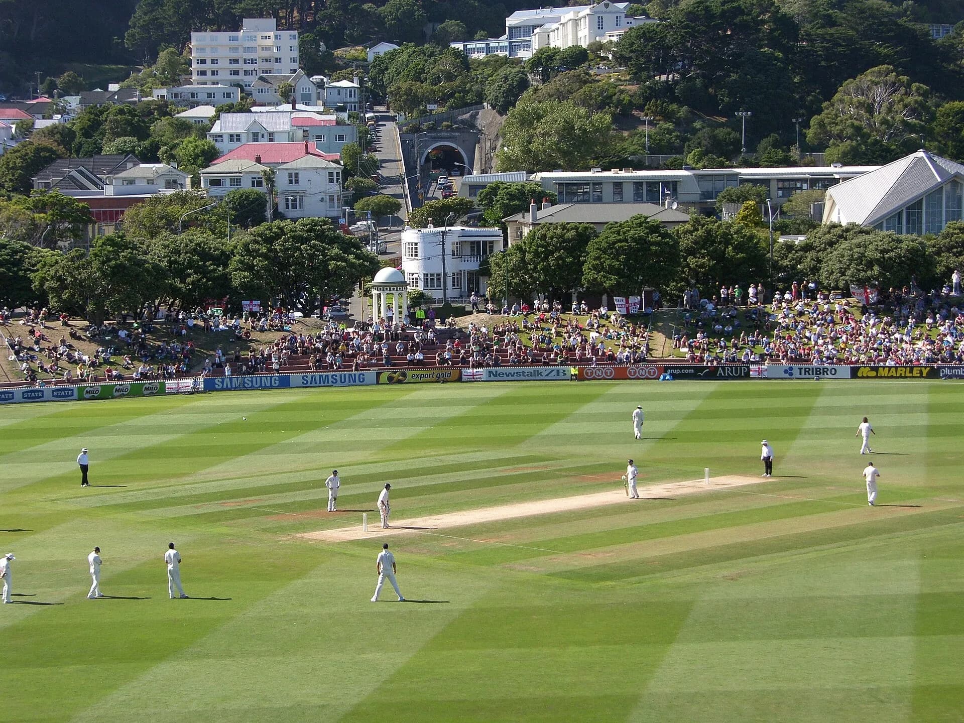 A cricket match at the Basin Reserve in Wellington