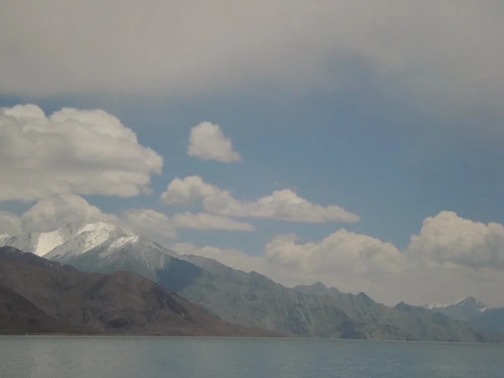 Pangong Tso lake in Ladakh in April