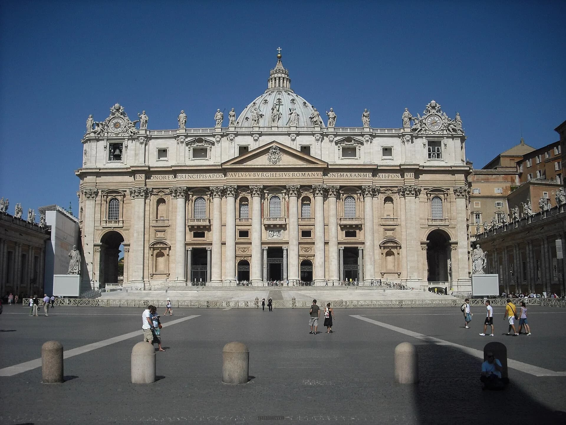 The facade of St Peter's Basilica in Vatican City